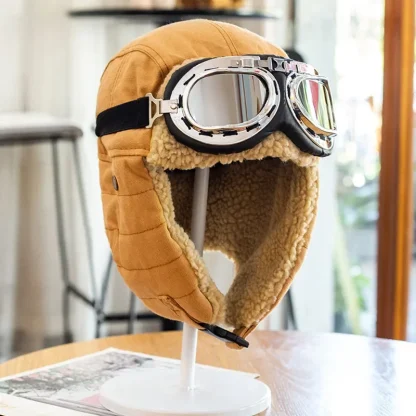 Warm Aviator Hat with goggle - Image 7