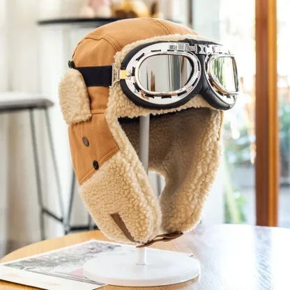 Warm Aviator Hat with goggle - Image 4