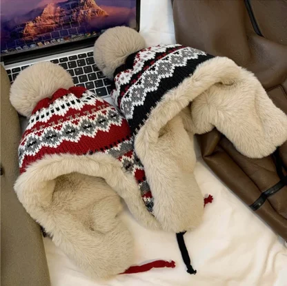 Tribal Pattern Trapper Hat with Pompom - Image 9