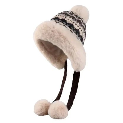 Tribal Pattern Trapper Hat with Pompom