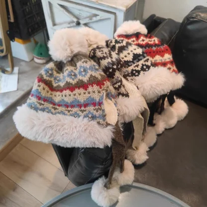 Tribal Pattern Trapper Hat with Pompom - Image 7