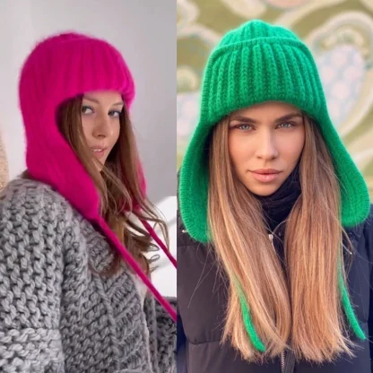 Casual Knitted Trapper Hat with Plain Color - Image 4