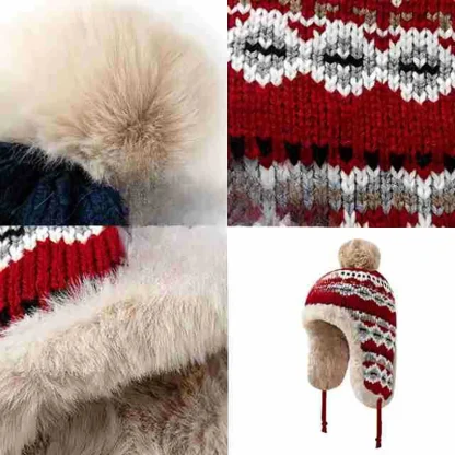 Tribal Pattern Trapper Hat with Pompom - Image 11