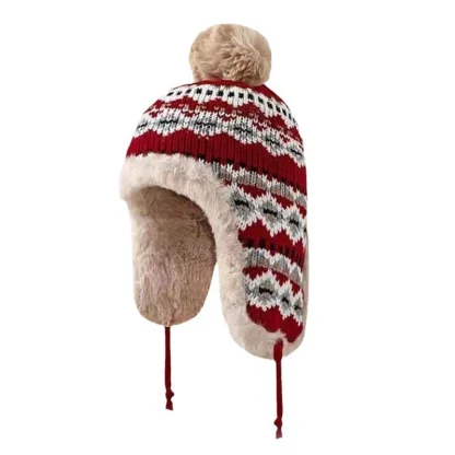 Tribal Pattern Trapper Hat with Pompom - Image 2