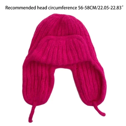 Casual Knitted Trapper Hat with Plain Color - Image 6
